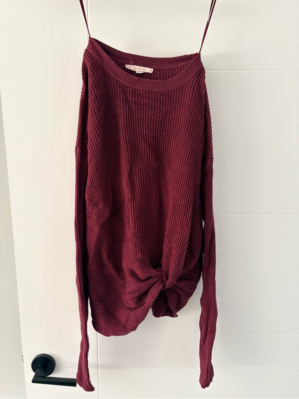 lovestitch Knit Twist-Hem Sweater - Burgundy